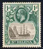 St Helena 1922-37 KG5 Badge Script 1d single with variety 'Cleft rock' (stamp 49) mtd mint with some foxing SG 98c