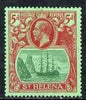 St Helena 1922-37 KG5 Badge Script 5d single with frame variety 'Inner left frame line broken at top' (stamp 58) mtd mint SG 103var