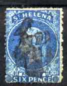 St Helena 1861 QV PB 6d blue rough cut perfs with black cork cancel, SG2a cat £130