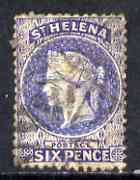 St Helena 1864-73 QV Crown CC P12.5 6d dull blue used but some faults SG16