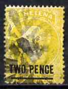 St Helena 1864-73 QV Crown CC P14 x 12.5 2d yellow used SG22