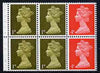 Great Britain 1967-79 Machin 1d/4d vermilion booklet pane of 6 unmounted mint (reasonable perfs)