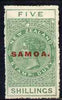 Samoa 1914-24 QV Postal Fiscal 5s green mtd mint (ragged perfs) SG124