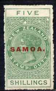 Samoa 1914-24 QV Postal Fiscal 5s green mtd mint (ragged perfs) SG124