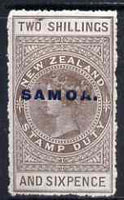 Samoa 1914-24 QV Postal Fiscal 2s6d grey-brown mtd mint (ragged perfs) SG123
