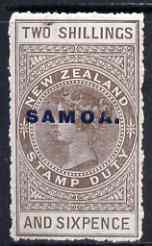 Samoa 1914-24 QV Postal Fiscal 2s6d grey-brown mtd mint (ragged perfs) SG123