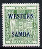 Samoa 1955 Arms Postal Fiscal 5s green unmounted mint SG 232