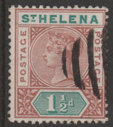 St Helena 1890-97 QV Key Plate 1.5d fine used with selected cork cancel SG48