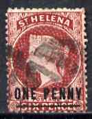 St Helena 1864-73 QV Crown CC P12.5 1d lake (thin bar) used SG6