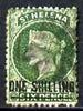 St Helena 1864-73 QV Crown CC P12.5 1s deep green (thin bar) used SG17