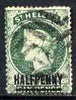 St Helena 1884-94 QV Crown CA 1/2d green (14mm) fine used with selected cork cancel SG36