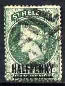 St Helena 1884-94 QV Crown CA 1/2d green (14mm) fine used with selected cork cancel SG36