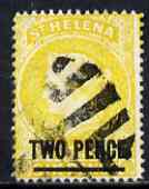 St Helena 1884-94 QV Crown CA 2d fine used with selected cork cancel SG39