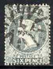 St Helena 1884-94 QV Crown CA 6d fine used with selected cork cancel SG44
