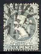 St Helena 1884-94 QV Crown CA 6d fine used with selected cork cancel SG44