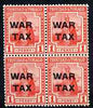Trinidad & Tobago 1917 War Tax 1d block of 4 unmounted mint SG182