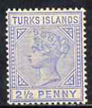 Turks Islands 1889-93 QV 2.5d ultramarine CA mtd mint SG 65