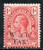 Turks & Caicos Islands 1919 KG5 War Tax 1d with opt doubled (kiss print) mtd mint NOT SG 150a