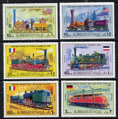 Ajman 1971 Locomotives perf set of 6 unmounted mint, Mi 1197-1201