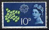 Great Britain 1961 CEPT 10d single with a shift to left of blue resulting in Crown & Neck edged in white, used SG 628var