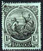 Barbados 1916-19 KG5 Badge 1s MCA used SG 189