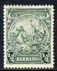 Barbados 1938-47 Badge of Colony 1/2d green P13.5 x 13 mtd mint SG 248