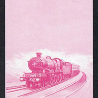 Nevis 1983 Locomotives #1 (Leaders of the World) Pendennis Castle $1 unmounted mint se-tenant imperf progressive proof pair in magenta only (SG 138a)