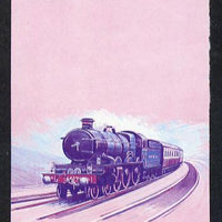Nevis 1983 Locomotives #1 (Leaders of the World) Pendennis Castle $1 unmounted mint se-tenant imperf progressive proof pair in magenta & blue (SG 138a)