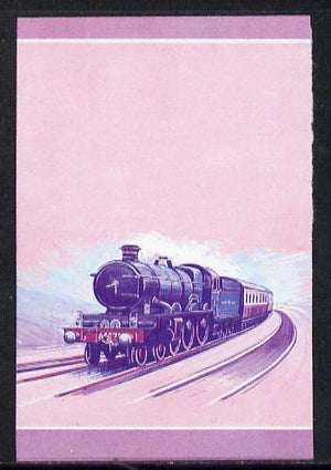 Nevis 1983 Locomotives #1 (Leaders of the World) Pendennis Castle $1 unmounted mint se-tenant imperf progressive proof pair in magenta & blue (SG 138a)