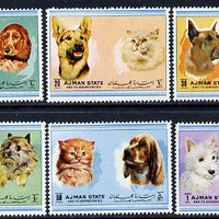 Ajman 1972 Cats & Dogs perf set of 6 unmounted mint (Mi 1762-67A)
