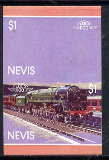Nevis 1983 Locomotives #1 (Leaders of the World) Evening Star $1 unmounted mint se-tenant imperf progressive proof pair in magenta, yellow & blue (SG 134a)