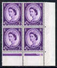 Great Britain 1960-67 Wilding Crowns phos 3d corner block of 4 showing Phantom R plus 1958-65 Crowns block showing retouch, both lightly mounted