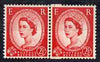 Great Britain 1957 Wilding 2.5d graphite horiz coil join pair unmounted mint but pair partly split