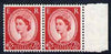 Great Britain 1952-54 Wilding 2.5d Tudor wmk marginal pair with doctor blade flaw affecting one stamp, unmounted mint