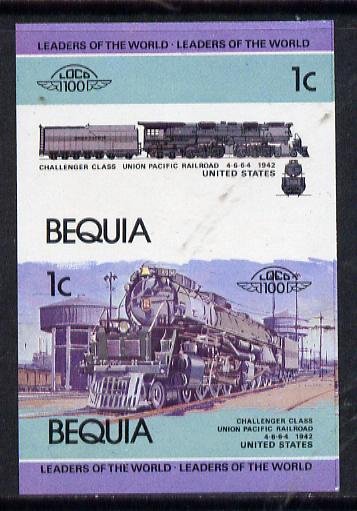St Vincent - Bequia 1984 Locomotives #1 (Leaders of the World) 1c (Challenger Class) unmounted mint se-tenant imperf proof pair in issued colours from limited printing