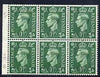 Great Britain 1950-52 KG6 1.5d pale green booklet pane of 6 with inverted wmk, unmounted mint with fairly good perfs, SG spec QB26a