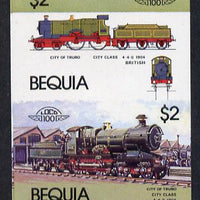 St Vincent - Bequia 1984 Locomotives #1 (Leaders of the World) $2 (City of Truro) unmounted mint se-tenant imperf proof pair in issued colours from limited printing