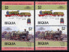 St Vincent - Bequia 1984 Locomotives #1 (Leaders of the World) $2 (City of Truro) unmounted mint se-tenant matched proof pairs in issued colours overprinted SPECIMEN, perf & imperf (2 prs)