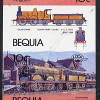 St Vincent - Bequia 1984 Locomotives #1 (Leaders of the World) 10c (Gladstone Class) unmounted mint se-tenant imperf proof pair in issued colours from limited printing