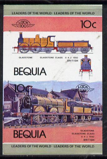 St Vincent - Bequia 1984 Locomotives #1 (Leaders of the World) 10c (Gladstone Class) unmounted mint se-tenant imperf proof pair in issued colours from limited printing