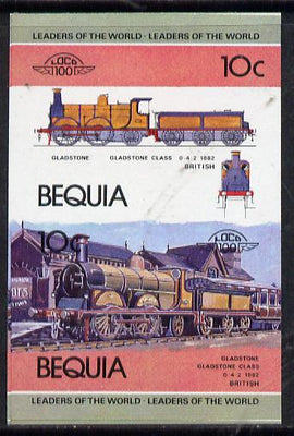 St Vincent - Bequia 1984 Locomotives #1 (Leaders of the World) 10c (Gladstone Class) unmounted mint se-tenant imperf proof pair in issued colours from limited printing