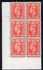 Great Britain 1941-42 KG6 1d pale scarlet corner block of 6 with cyl 182 dot unmounted mint