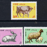 Lebanon 1965 Animals set of 3 (Rabbit, Sheep & Cow) SG 884-86
