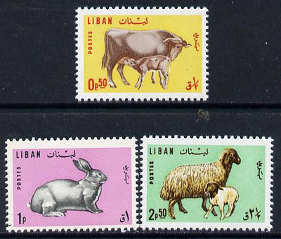 Lebanon 1965 Animals set of 3 (Rabbit, Sheep & Cow) SG 884-86