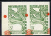 Guinea - Conakry 1966 UNESCO Hydrological Decade 25f imperf proof pair with spectaculat shift of red, unmounted mint