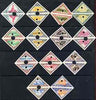 Nicaragua 1947 Triangular Air set of 13 in IMPERF proof pairs with Waterlow & Sons security punch holes through each (26 proofs) unmounted mint SG 1107-19