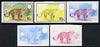 Belize 1983 WWF - Jaguar 10c (Adult Jaguar) x 5 imperf progressive proofs comprising 2 individual colours, 2 x 2-colour combination composites plus completed design, scarce with very few produced unmounted mint (5 proofs as SG 757)