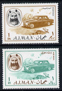 Ajman 1967 Cars (1Dh & 1R from Transport perf set of 14) unmounted mint Mi 127 & 136*