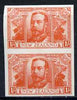 New Zealand 1920 KG5 Vctory 1s imperf proof pair in orange on ungummed wmk'd paper, unmounted mint & scarce