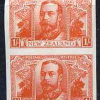 New Zealand 1920 KG5 Vctory 1s imperf proof pair in orange on ungummed wmk'd paper, unmounted mint & scarce